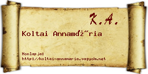 Koltai Annamária névjegykártya